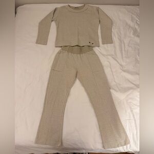 Mio Elegant Beige Women's Crewneck and Sweapants Set